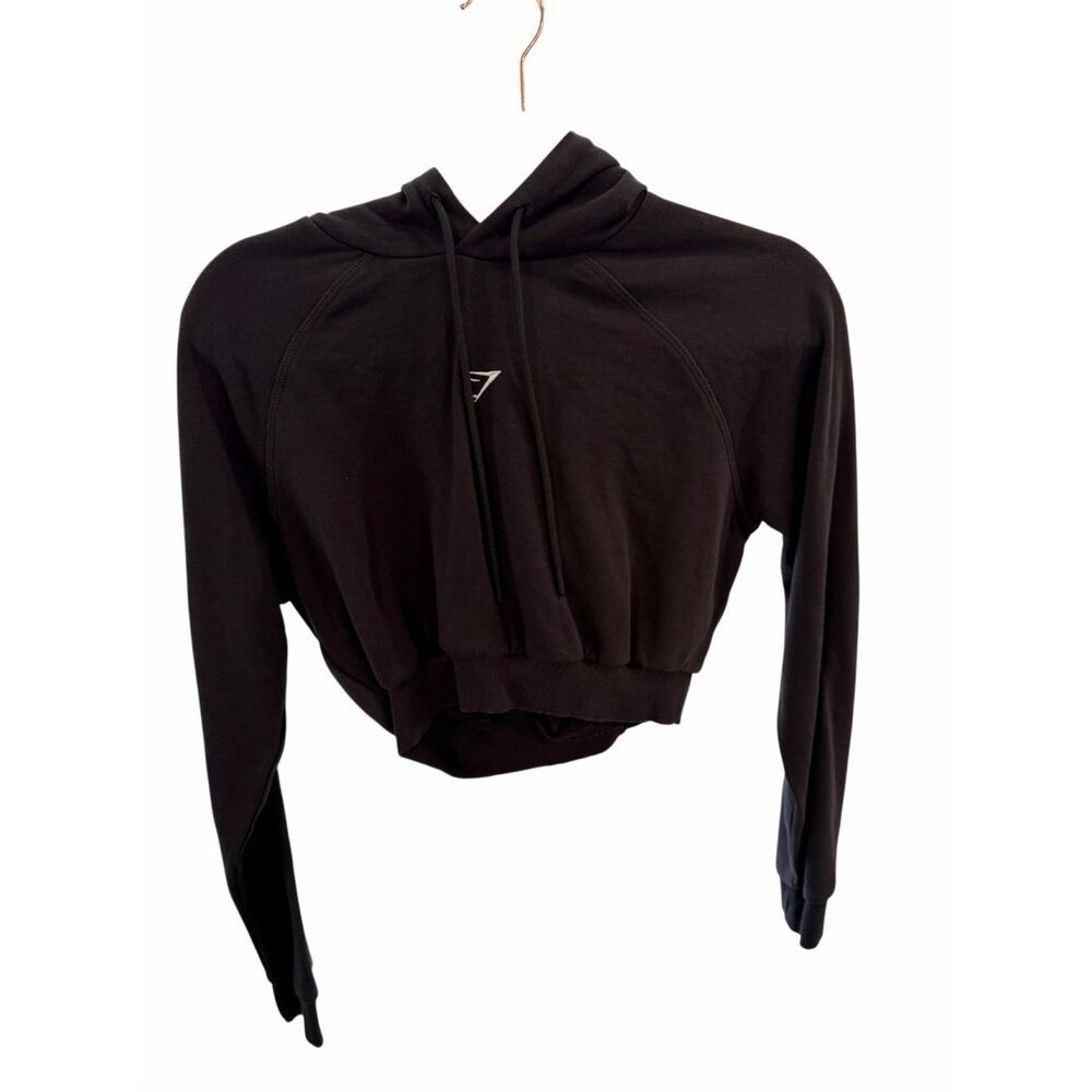 Gymshark Women's Size XS Black Cropped Athletic Hoodie Sweatshirt Athleisure